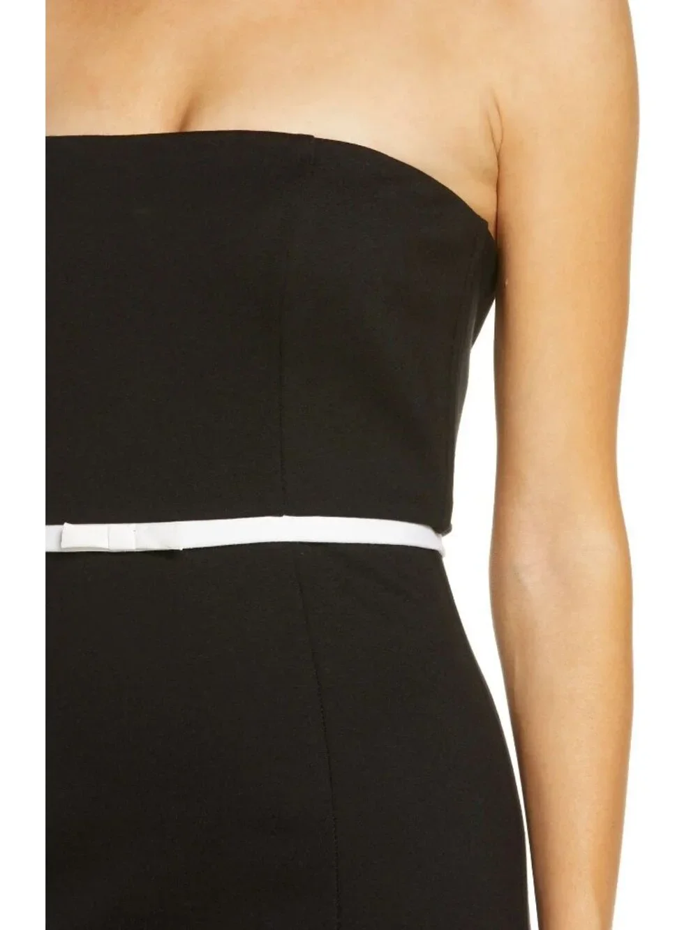 🆕STAUD Honeydew Strapless Cocktail Dress Black & White Large - Picture 6 of 12